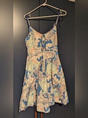 Modcloth Global Map Print Spaghetti Strap Sundress